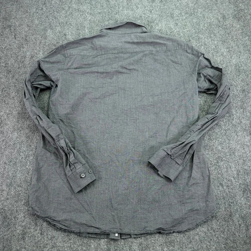 Theory Shirt Men's XL Charcoal Edward Essential Linen Cotton Blend Button Down